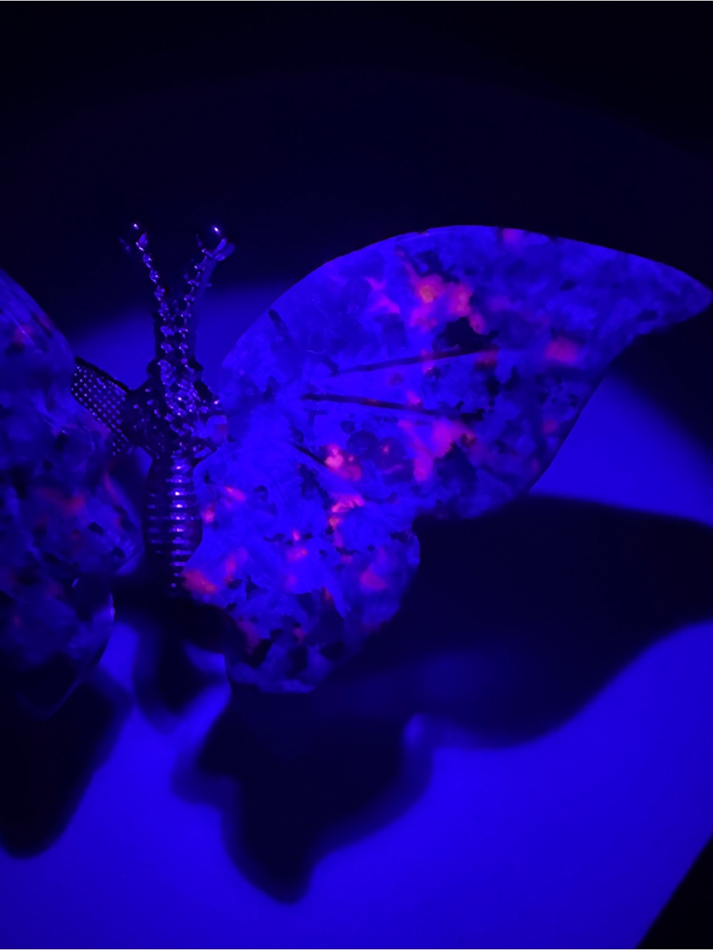 Genuine Yooperlite Butterfly on Stand UV Reactive Crystal Glows
